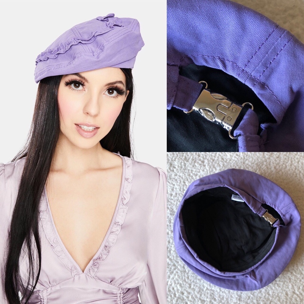 SOLD //// lavender heart ruffle beret - Picture 4 of 4